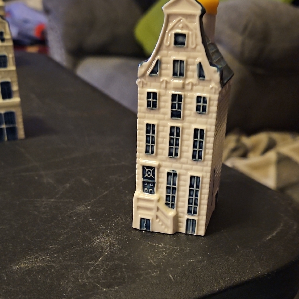 KLM Delft Ceramic Blue and White Decorative House Figurine Collectable # 38
